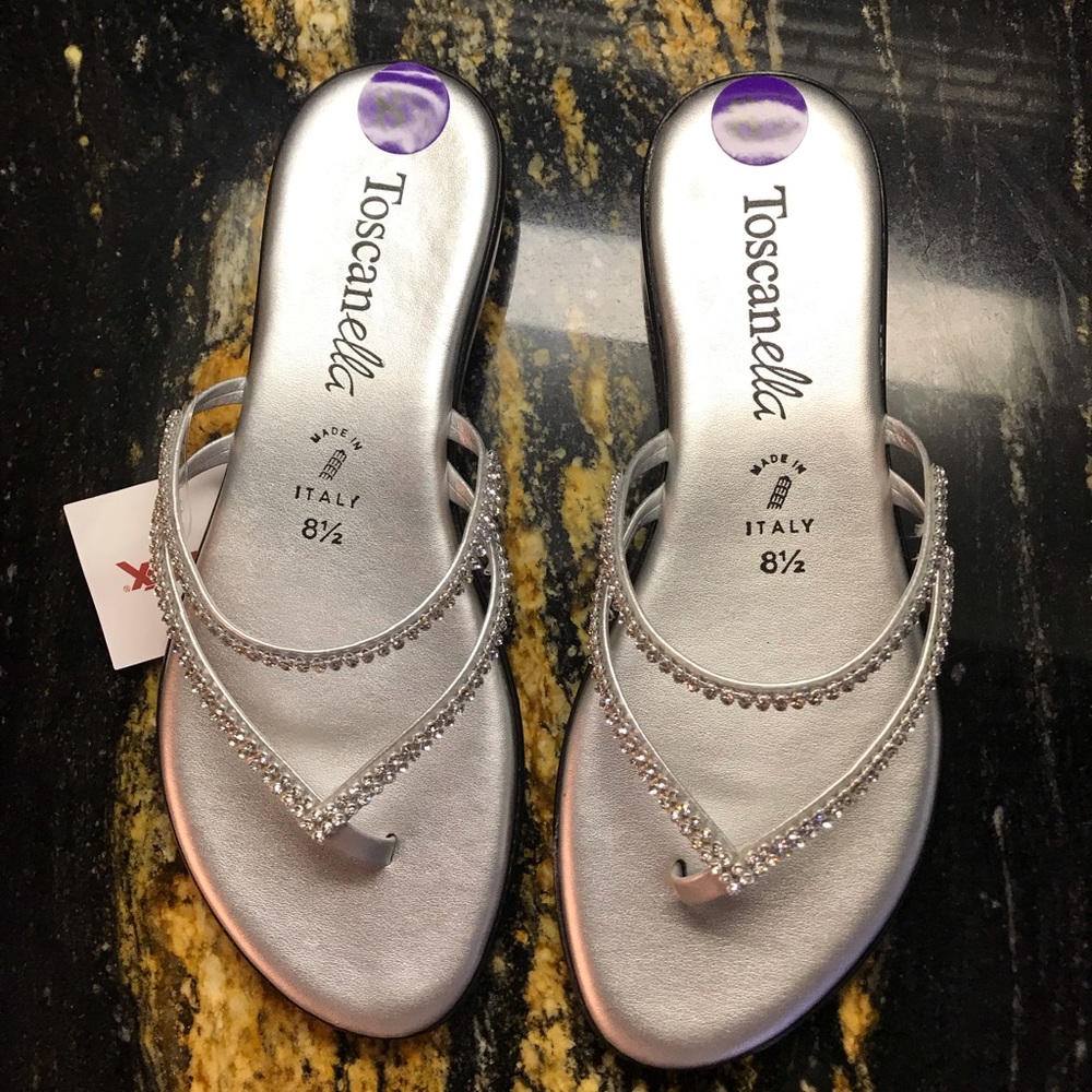 Toscanella Silver Rhinestone Sandal NWT 8.5
